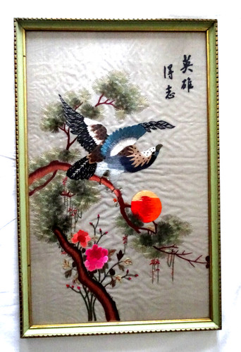 Quadro cinese con ricamo in - con,